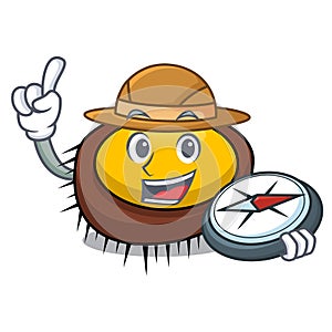 Explorer sea urchin mascot cartoon