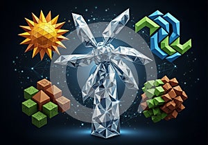 Explores the intersection of technology and nature through geometric