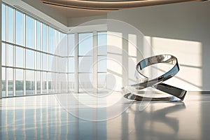 Exploring Abstract Architectural Designs: Twisting Metallic Sculpture in Modern Building