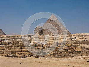 Sphinx and Pyramids of Giza in Cairo Egypt