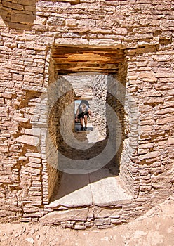 Exploring Ancient Ruins of Pueblo Bonito in Chaco Canyon photo
