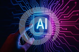 Exploring artificial intelligence through a digital circuit interface in a vibrant color scheme