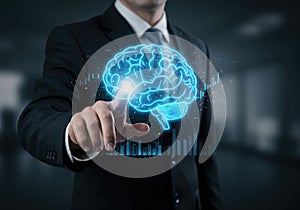 Exploring artificial intelligence and machine learning with brain technology concept