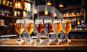 Exploring Beer Flavors Closeup of Draught Beer Glasses