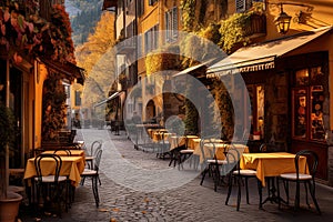 Exploring charming italian town alleyways. vibrant colors, historic architecture