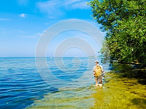 Exploring of coastal area of Pucka Bay near Oslonino photo