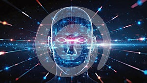 Exploring the concept of artificial intelligence through a digital humanlike figure and technological patterns