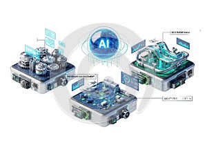 Futuristic ai technology concept with glowing data streams and circuits