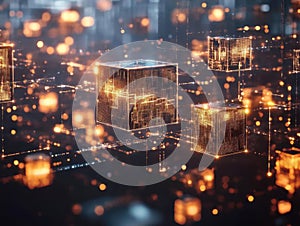 Exploring Digital Cubes, Network Visualization and Futuristic Data Structures in Abstract Cityscape