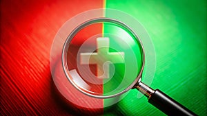 Exploring the Dual Nature of Positive and Negative A Double Exposure Visual of Magnifying Plus and Minus Symbols