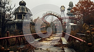 Exploring The Enigmatic Abandoned Theme Park Amidst Fantastical Contraptions photo