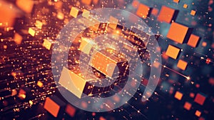 Exploring glowing cubes in digital space, a journey through interconnected structures