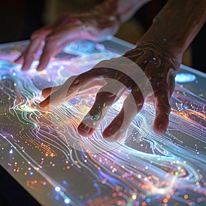 Exploring a Glowing Futuristic Data Interface