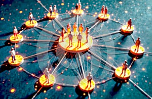 Exploring group dynamics through sociometry and interpersonal relationships analysis. Blurred picture