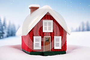 Exploring Heating System Concepts in Cold Snowy Weather with a Cozy Knitted Cap-Clad House Model.