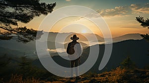 Exploring Identity Through Romanticized Country Life: A Portrait Of A Man On A Hill At Sunset