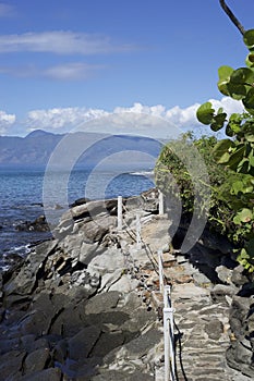 Stone walk way on sea wall