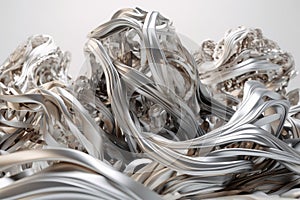 Twisted Waves of Silver: A Modern Minimalist 3D Render Desig photo