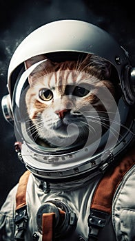 Exploring Outer Space: A Cat Astronaut\'s Adventure in the Style of Chesley Bonestell. Perfect for Posters and Web Design