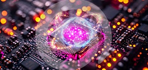 Exploring quantum computing concepts with qubits and algorithms in a digital circuit. Generative AI