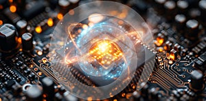 Exploring quantum computing with qubits and superposition on a circuit board. Generative AI