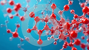Exploring Red Molecule Structure on Blue Backdrop for Scientific Research