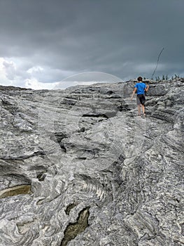 Exploring the seashore in Eleuthera Bahamas