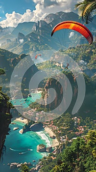 Exploring the Uncharted: Paragliding over Thailand\'s Tropical Be