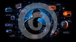 Exploring virtual reality technology with immersive experiences and interactive elements in a digital environment