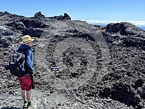 Exploring volcano rim in the Galapagos