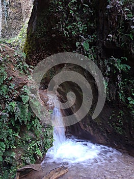 Exploring the mini waterfall in the mountain!