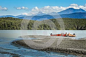 Exploring the waterways in Alaska by canoes