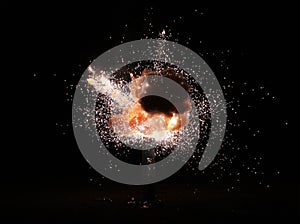 Explosion on the black background