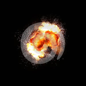 Explosion in on the black background