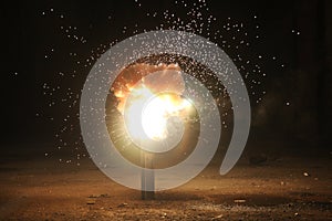 Explosion on the black background