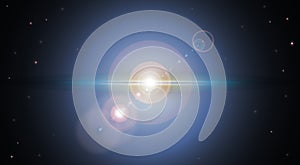 Explosion on a black background. Vector glowing light effect. Lens flare effect