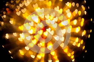 Explosion of bokeh heart blur background