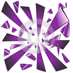 Explosion of broken Purple glass prisms