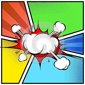 Explosion cloud abstract comic book style frame page template