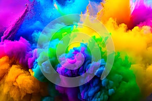 Explosion of colored powder abstract colored background. Multicolor splash of particles festival of colors powder burst exploding