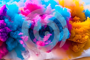 Explosion of colored powder abstract colored background. Multicolor splash of particles festival of colors powder burst exploding