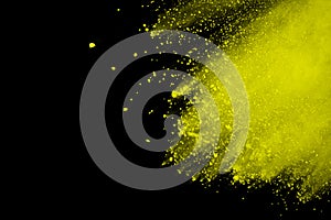 Explosion of colored powder, isolated on black background. Power and art concept, abstract blast of colors