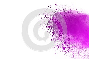 Explosion of colored powder, isolated on white background. Abstract of colored dust splatted. Color cloud.