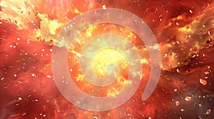 Fiery Cosmic Explosion: Nebula Debris and Celestial Firestorm