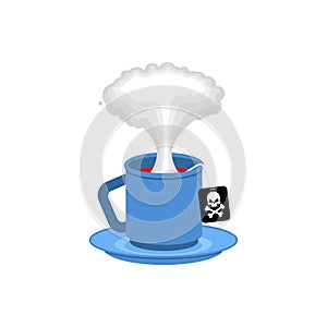 Explosion in cup of coffee. Nuclear explosion in a mug. Doomsday concept