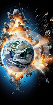 Explosion of earth, illustration