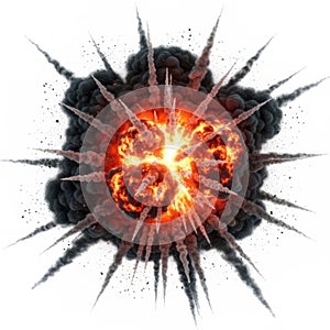 Explosion effect isolated on white background