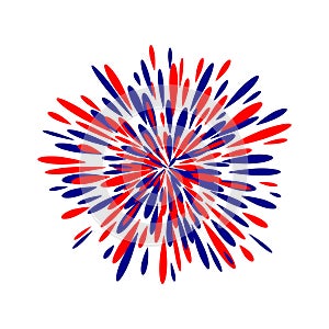 Explosion effect of random radial blue and red lines on a white background.