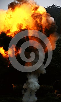 Explosion and fire