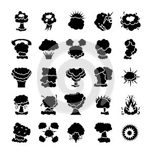 Explosion and Fire Glyph Icons